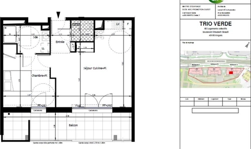 Image d'un appartement 2 pièces 46 m² à 684€ à angers (49100)