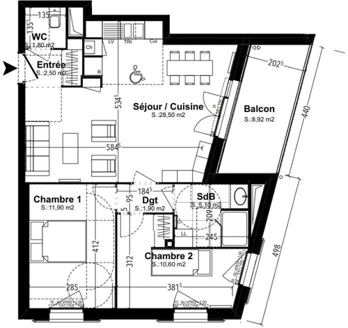 Image d'un appartement 3 pièces 62 m² à 281000€ à compiègne (60200)