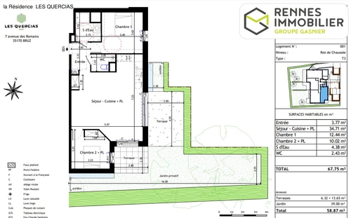 Image d'un appartement 3 pièces 68 m² à 312000€ à bruz (35170)