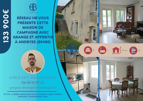 Image d'un maison 5 pièces 110 m² à 133900€ à andryes (89480)