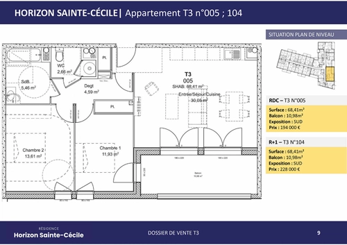 Image d'un appartement 3 pièces 68 m² à 194000€ à albi (81000)
