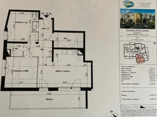 Image d'un appartement 3 pièces 62 m² à 890€ à quetigny (21800)