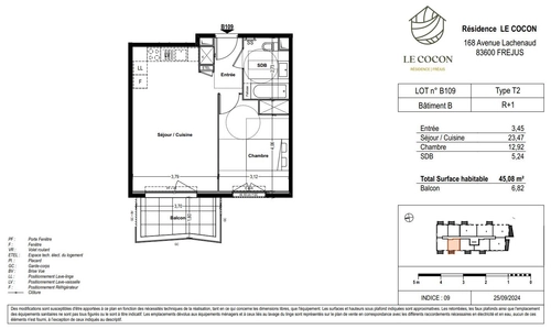Image d'un appartement · 2 pièces · 45.08 m² à 798€ à fréjus (83600)