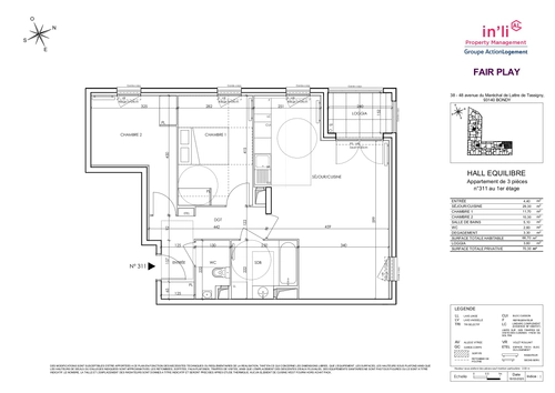 Image d'un appartement · 3 pièces · 66.7 m² à 1161€ à bondy (93140)