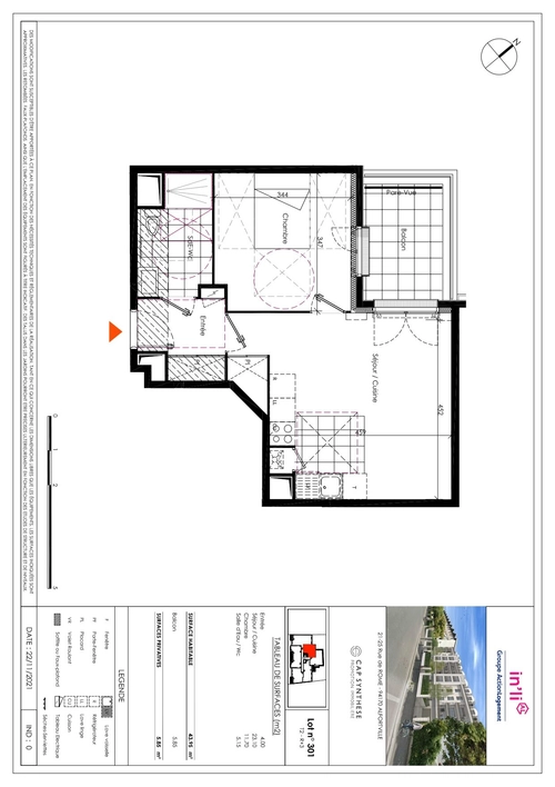 Image d'un appartement · 2 pièces · 44.42 m² à 1088€ à alfortville (94140)