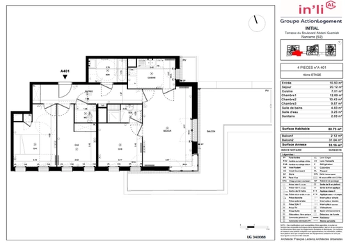 Image d'un appartement · 4 pièces · 80.73 m² à 1702€ à nanterre (92000)